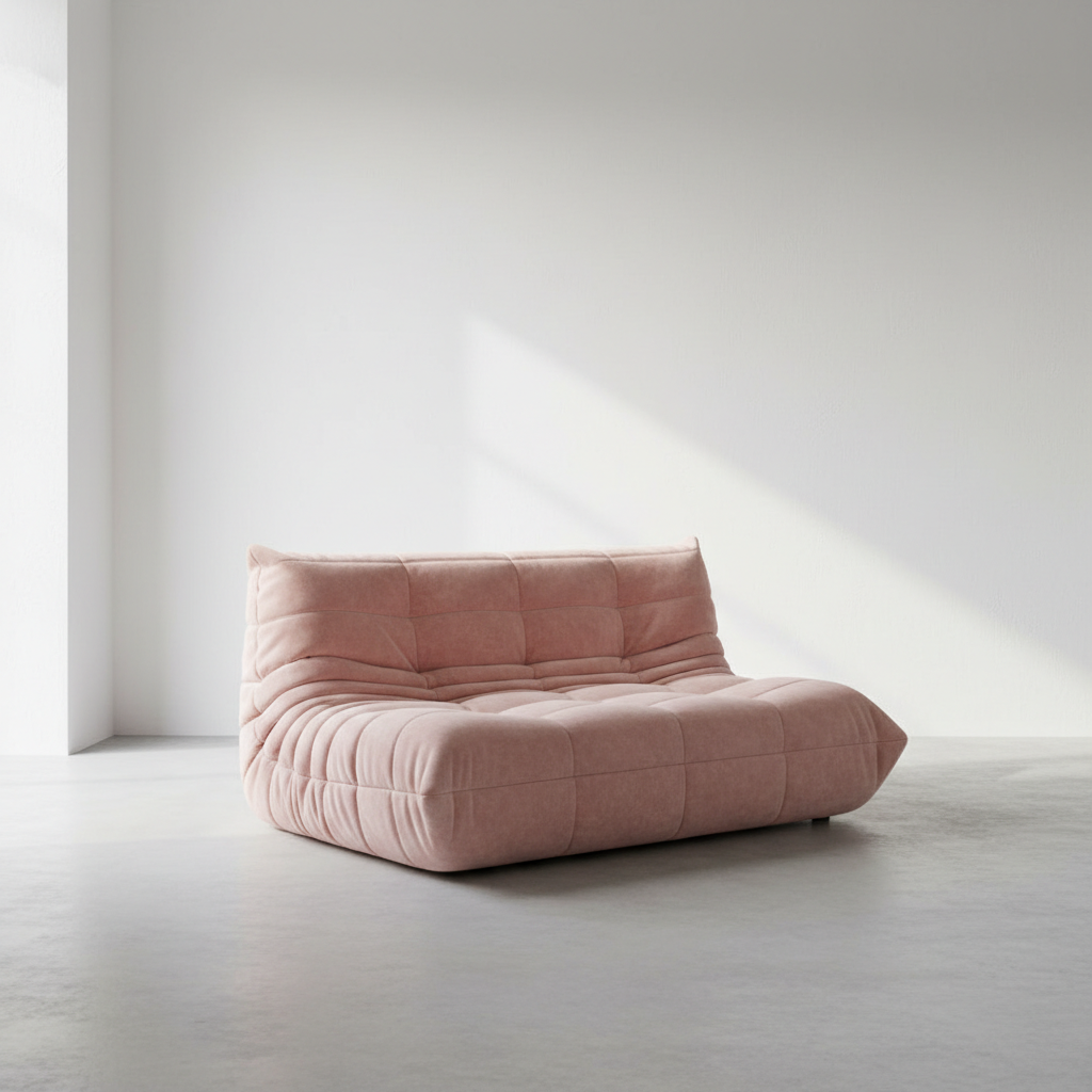 TOGO 2 Seater in blush pink suede velvet