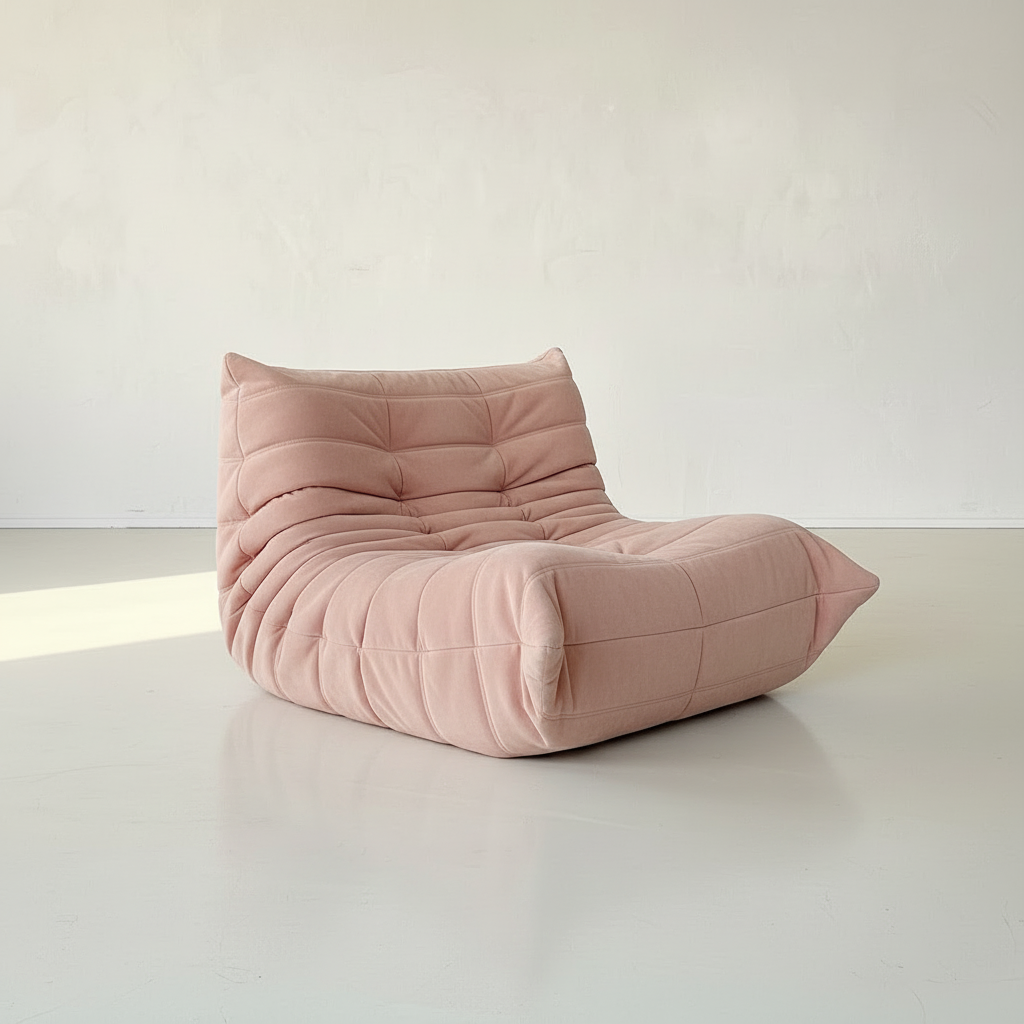 TOGO 1 Seater in blush pink suede velvet