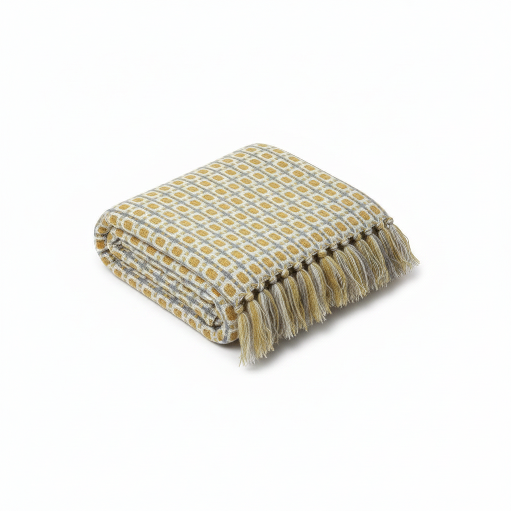 Knitted Tassel Throw Blanket folded on white background