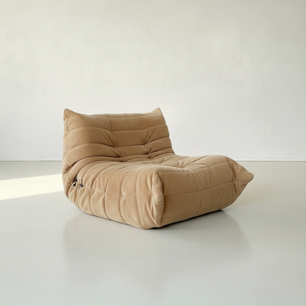 TOGO 1 Seater in sandy beige suede velvet