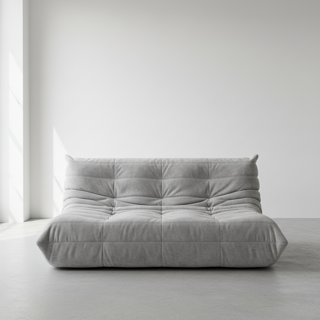 TOGO 2 Seater in light grey suede velvet