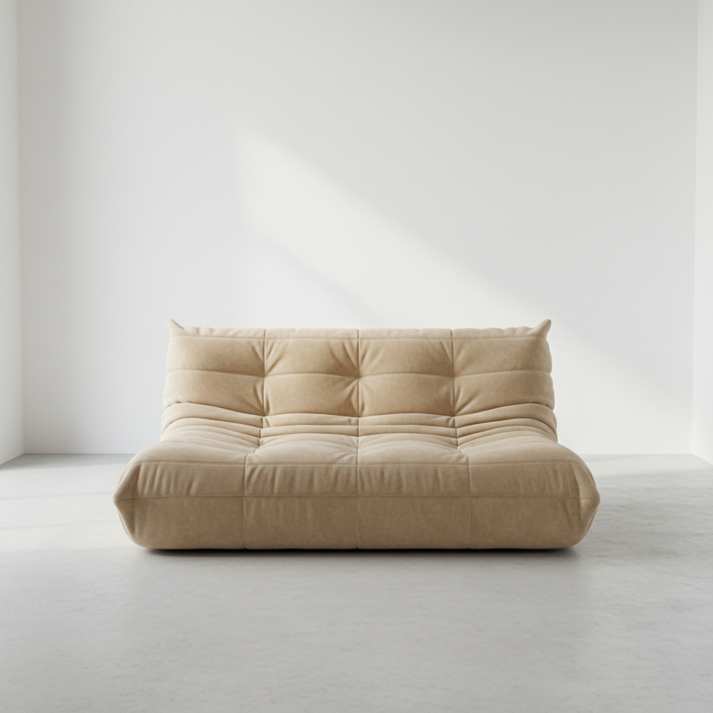 TOGO 2 Seater in sandy beige suede velvet