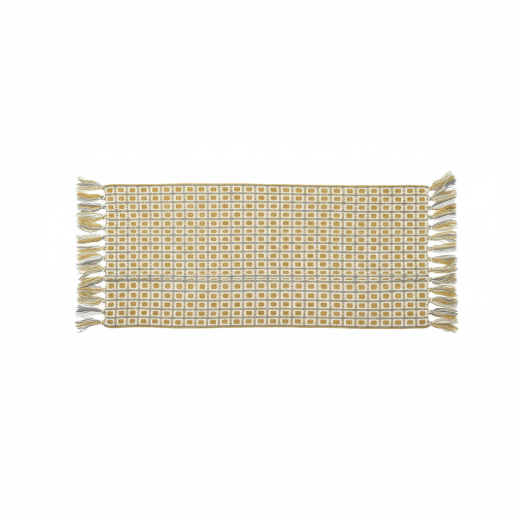 Knitted Tassel Throw Blanket flat lay on white background